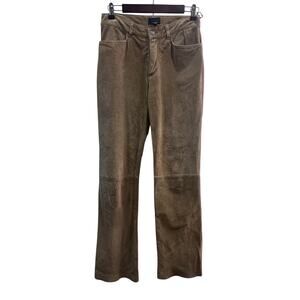 Vintage Jou Jou Tan Suede Leather Mid Rise Pants Women's‎ Size 7/8 Western Boho